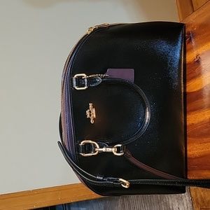 Coach black patent satchel/cross body